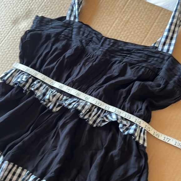 Petal & Pup Chantry Check Ruffle tie strap maxi dress, black & white, sz L, NWT - Picture 7 of 9